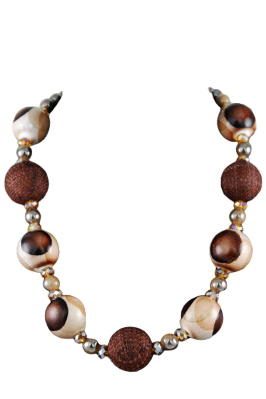 Wooden ball bead necklace-0