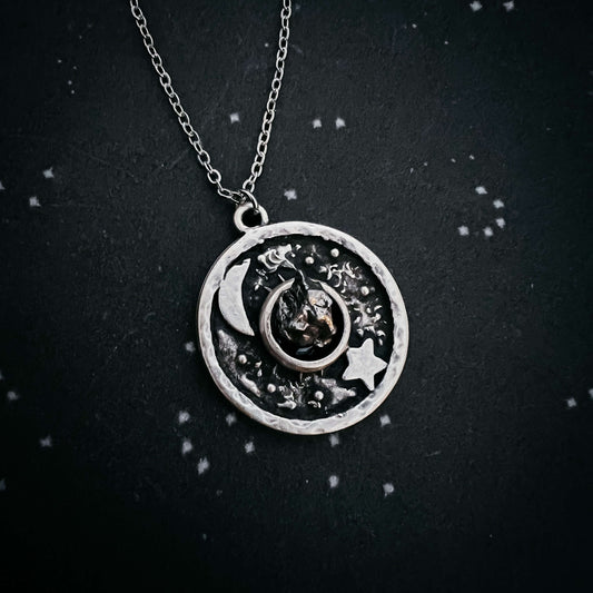 Night Sky Pendant Necklace with Authentic Meteorite | Authentic Meteorite Night Sky Pendant Necklace
