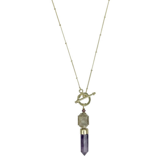 Polished Amethyst Satellite Chain Necklace | Amethyst Satellite Necklace - Elegant & Healing