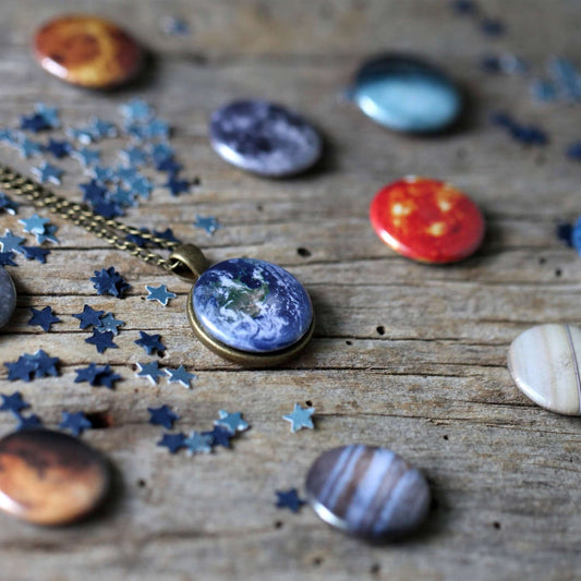 Interchangeable Solar System Necklace - 8 Planets, Moon, and Sun | Solar System Necklace - 8 Planets & More | Swap & Shine